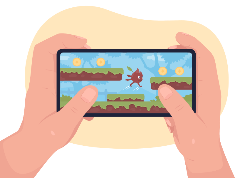 Mobile game illustration shown in a cinematic card composition